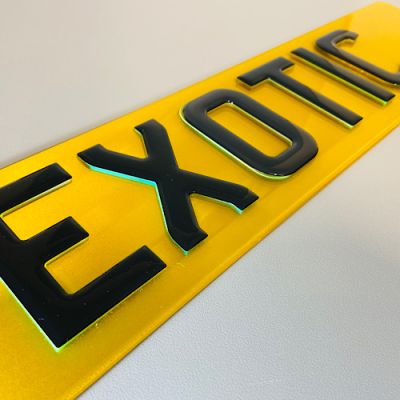 4D Gel Black Neon Yellow 5mm Replacement Number Plates