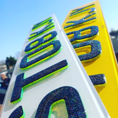 4D Glitter Gel Green Replacement Number Plates