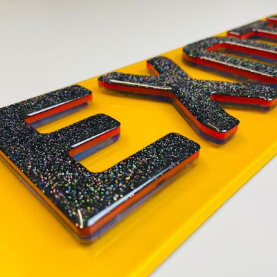 4D Glitter Gel Black M-Sport Neon Edition 5MM Replacement Number Plates