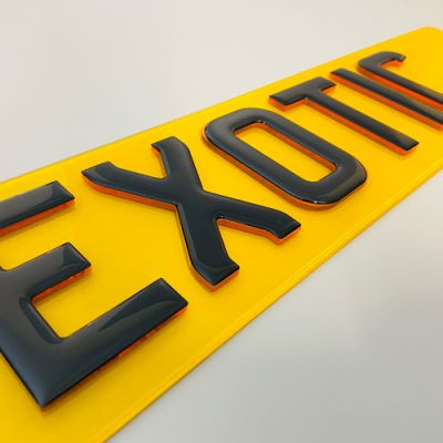 4D Gel Black Neon Orange Replacement Number Plates