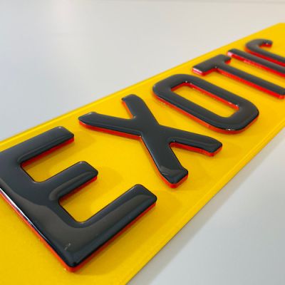 4D Gel Black Neon Red Replacement Number Plates