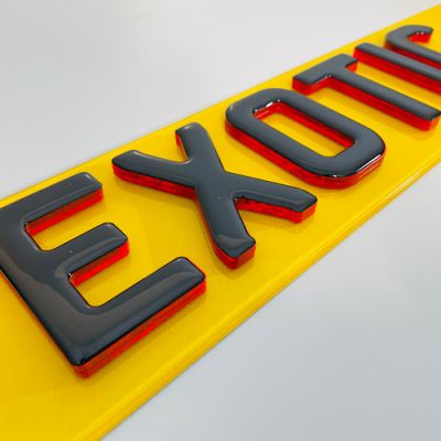 4D Gel Black Neon Red 5mm Replacement Number Plates