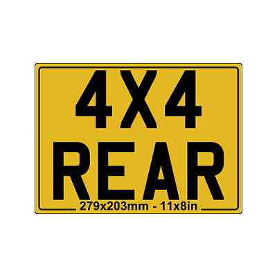 4x4 Rear Replacement Number Plate (11" X 8")