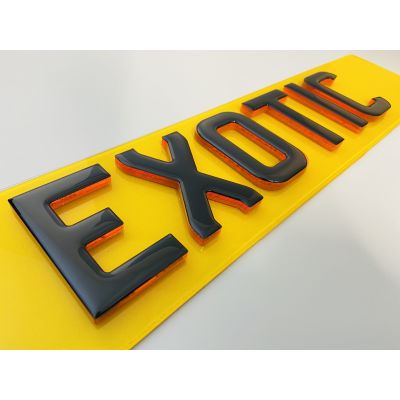 4D Gel Black Neon Orange 5mm Replacement Number Plates