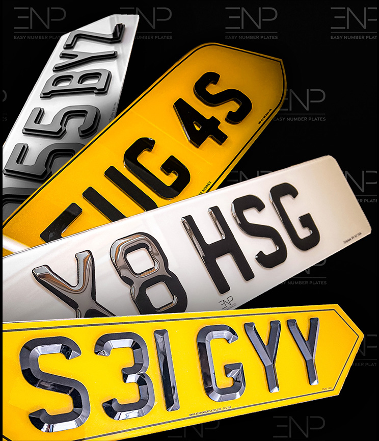 Range of custom number plate styles