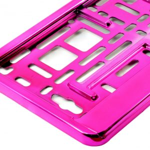 pink chrome number plate holder