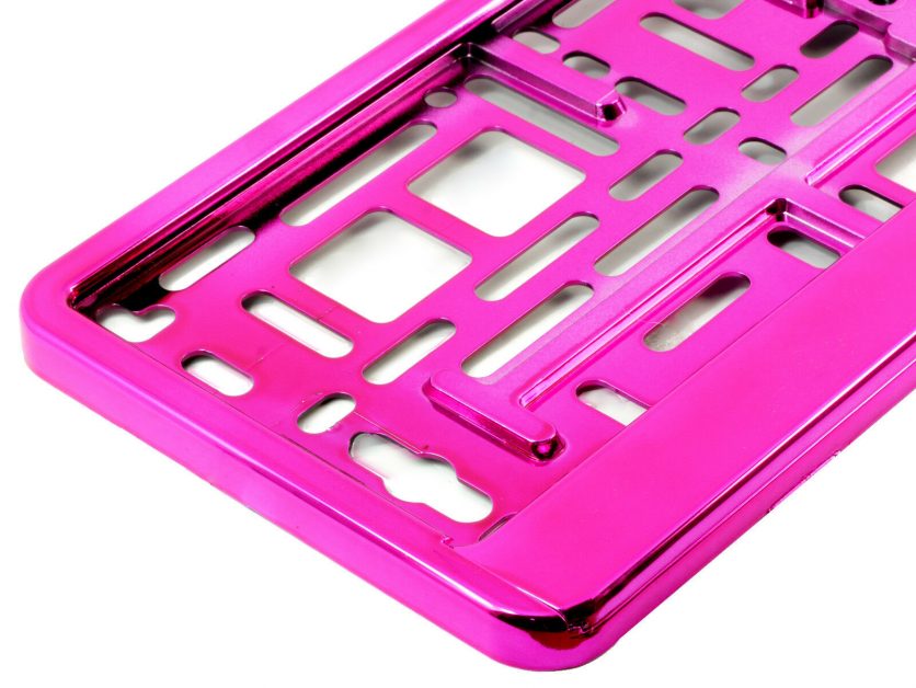 pink chrome number plate holder
