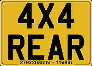4x4 rear replacement number plate for 4x4 vehicles (11" x 8")