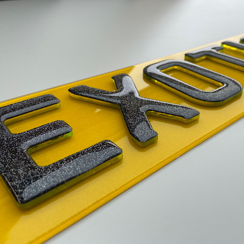4D Glitter Gel yellow Replacement Number Plates