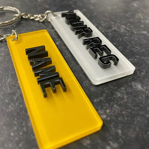 4D NUMBER PLATE KEYRING YELLOW GIFT